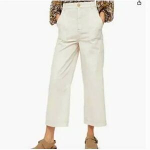 Free People Women's Sunday Skies Cotton High Rise Wide Leg Pants Ivory Size 12